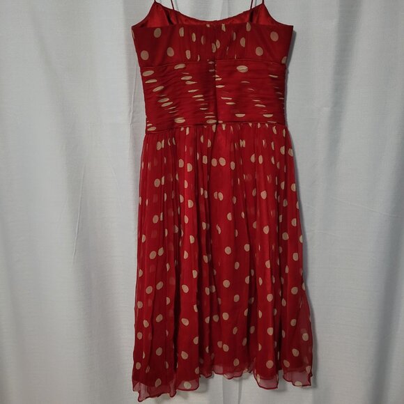 SANDRA ANGELOZZI - dress red fit and flare 100% silk size 30 (US 00) - Picture 5 of 8